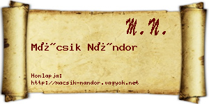 Mácsik Nándor névjegykártya