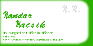 nandor macsik business card